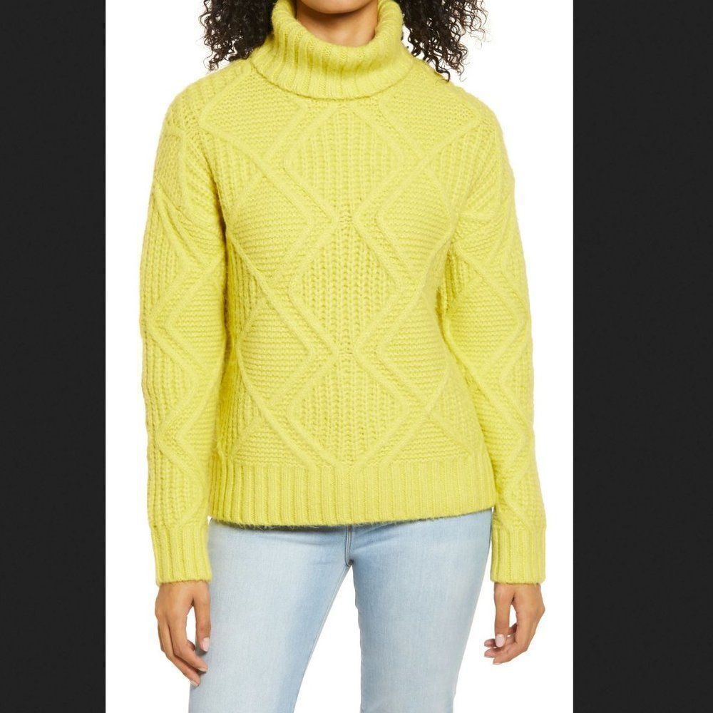 Caslon Yellow Chunky Cable Knit Sweater